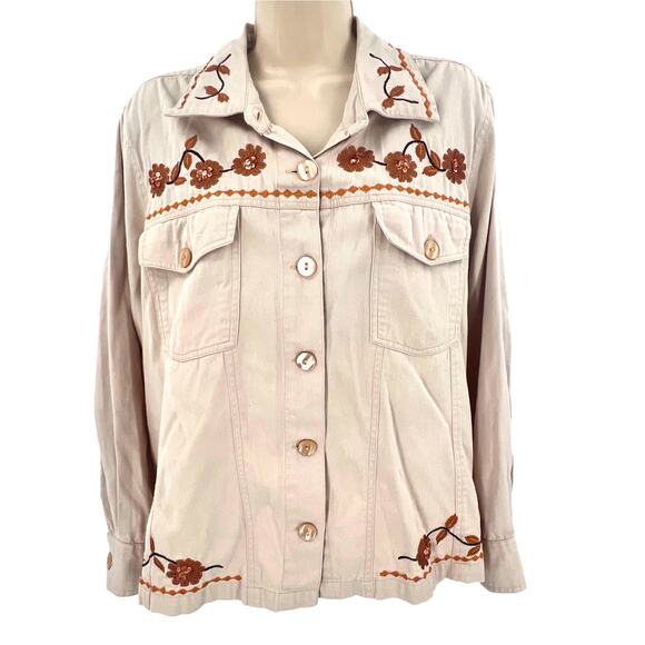 Vintage Western Shirt Women's L Embroidered Sequins Ranch Rustic 90's Cowgirl - Picture 2 of 8
